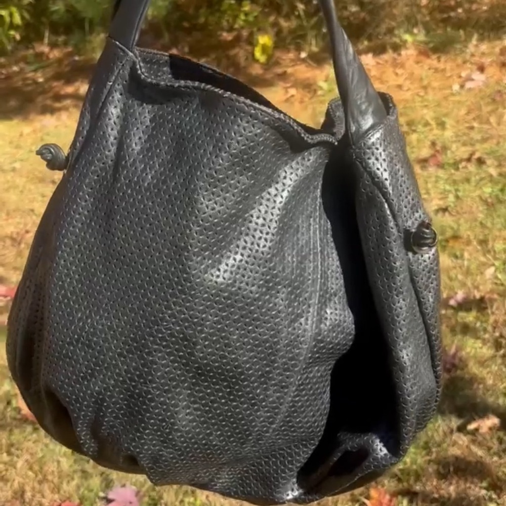 Furla Black Perforated Leather Hobo Bag - Women's Shoulder Tote